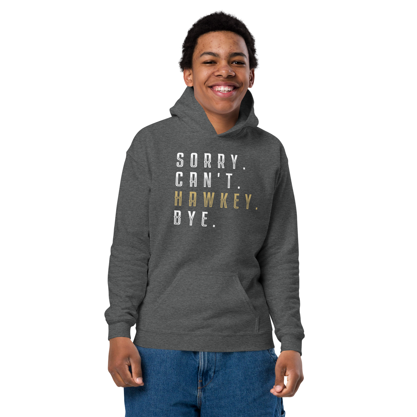 Sorry. Can't. Hawkey. Bye. Youth Heavy Blend Hoodie