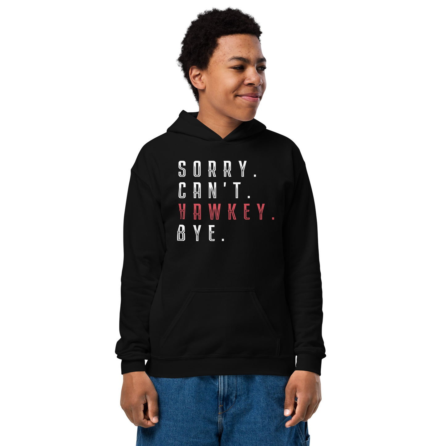Sorry. Can't. Hawkey. Bye. Youth Heavy Blend Hoodie