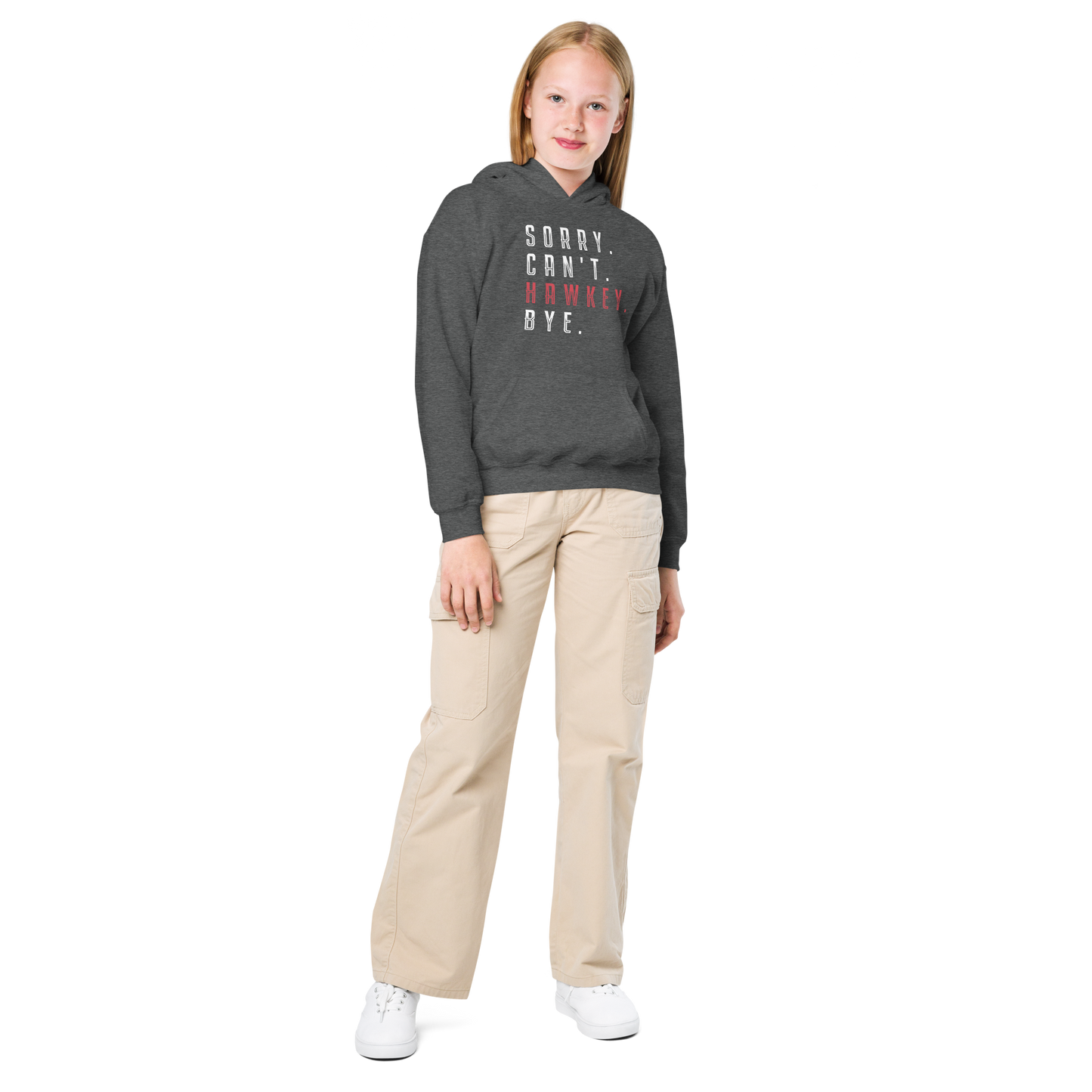 Sorry. Can't. Hawkey. Bye. Youth Heavy Blend Hoodie