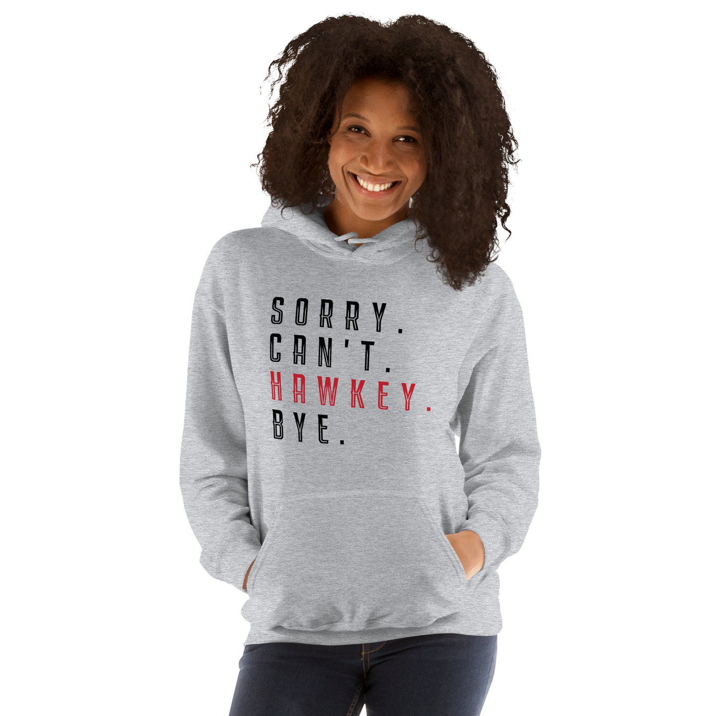 Sorry. Can't. Hawkey. Bye. Adult Heavy Blend Hoodie