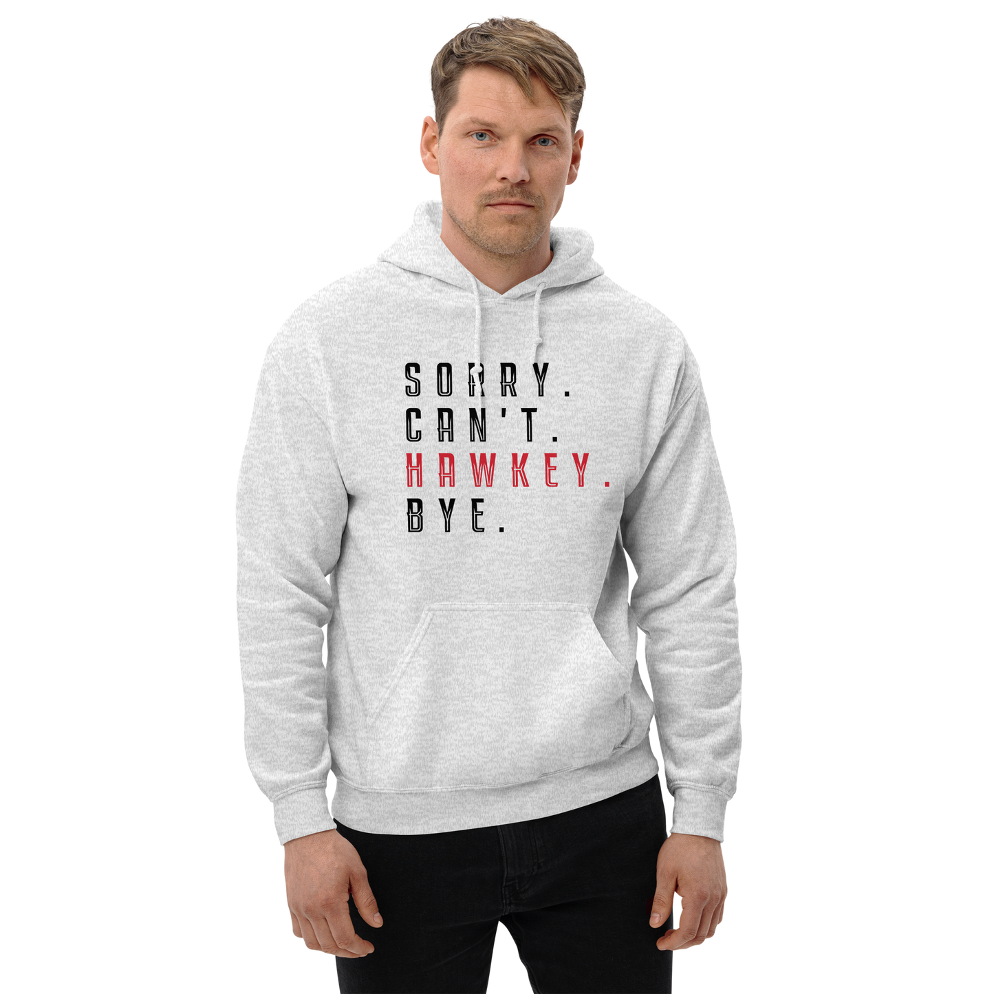 Sorry. Can't. Hawkey. Bye. Adult Heavy Blend Hoodie
