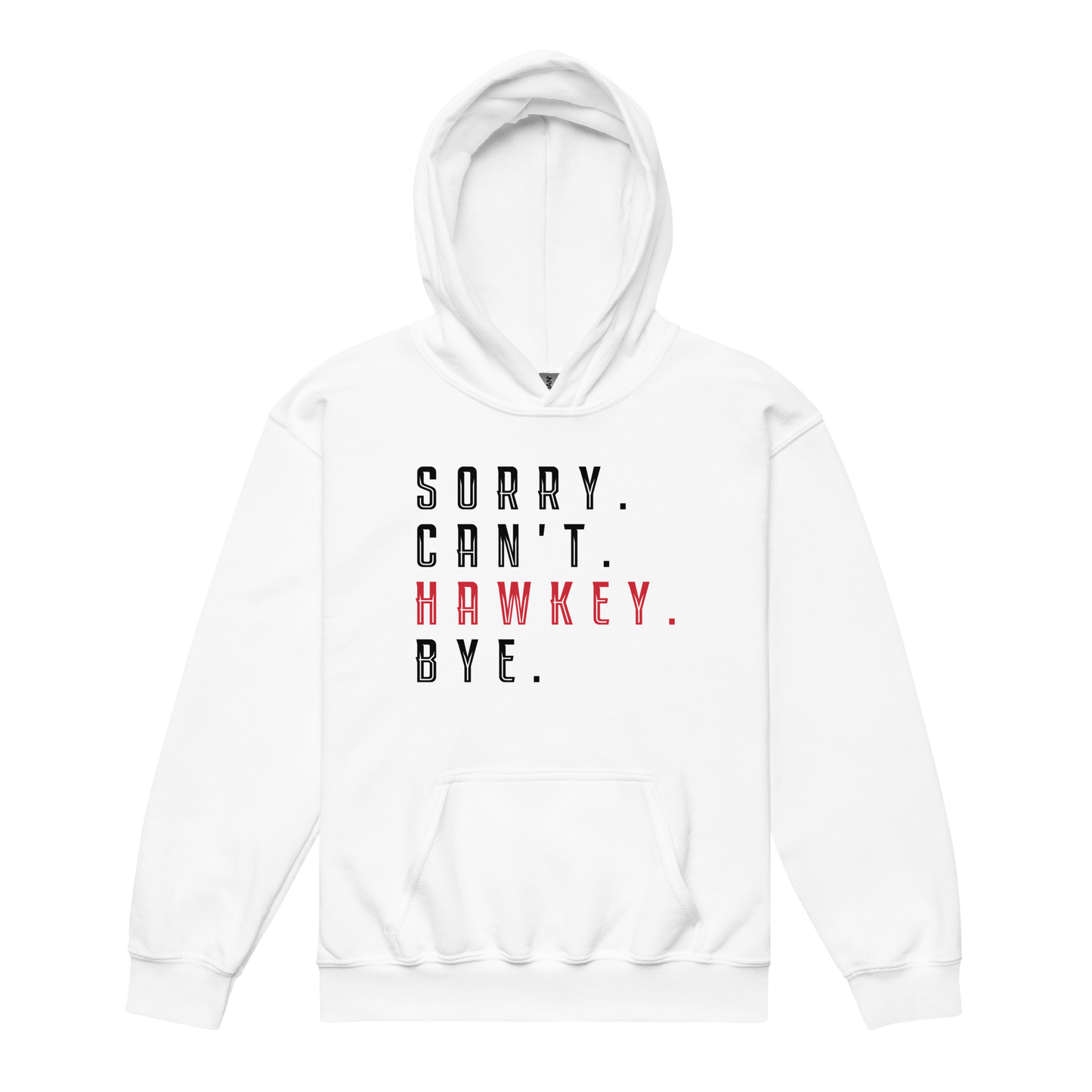 Sorry. Can't. Hawkey. Bye. Youth Heavy Blend Hoodie