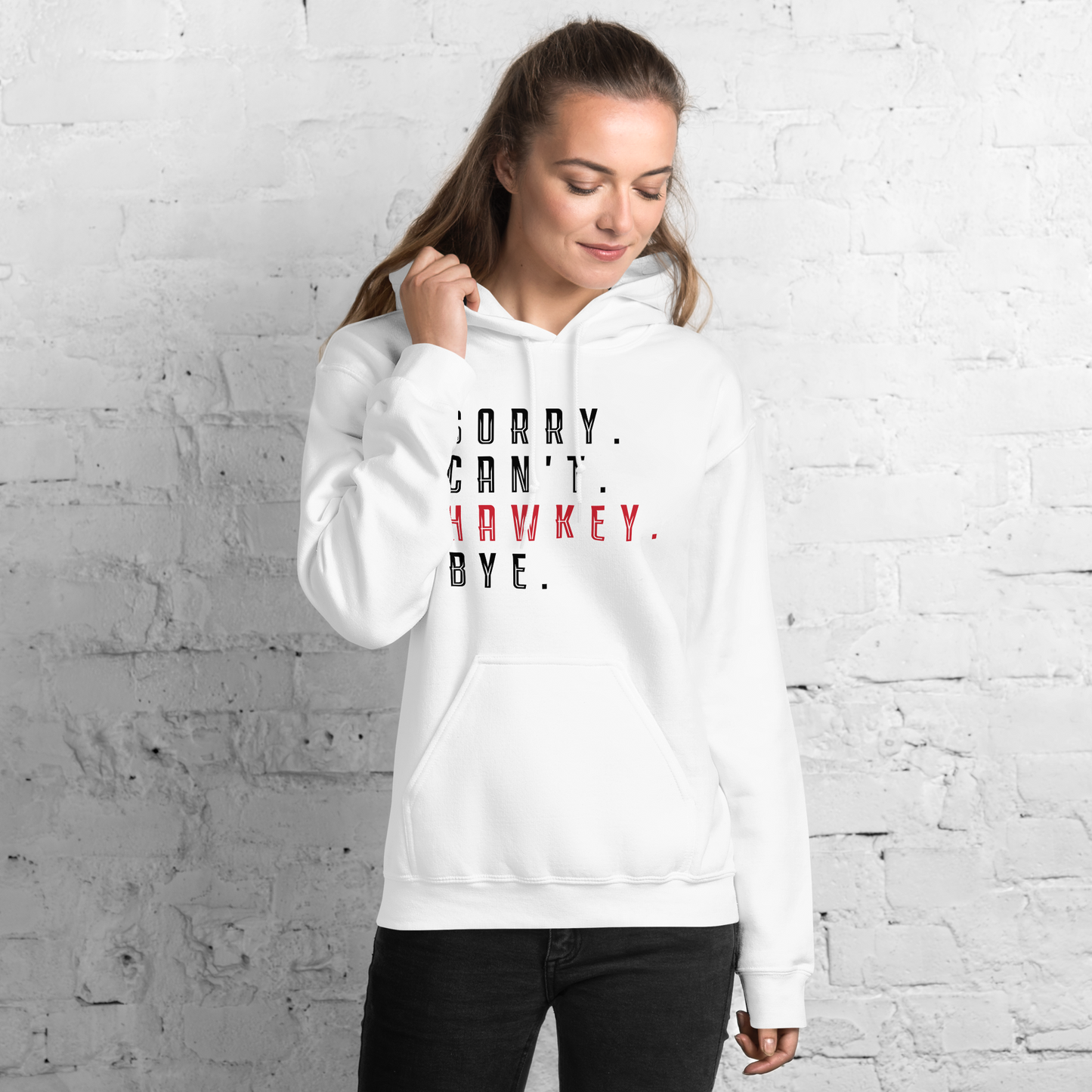 Sorry. Can't. Hawkey. Bye. Adult Heavy Blend Hoodie