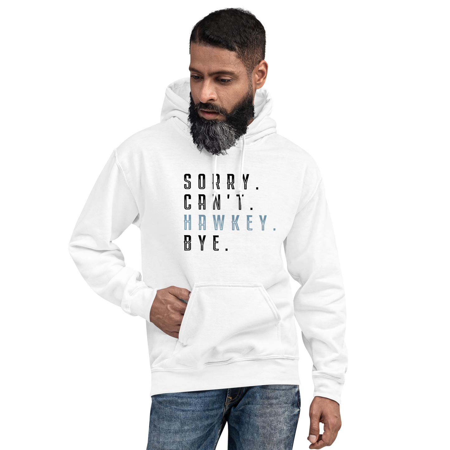 Sorry. Can't. Hawkey. Bye. Adult Heavy Blend Hoodie