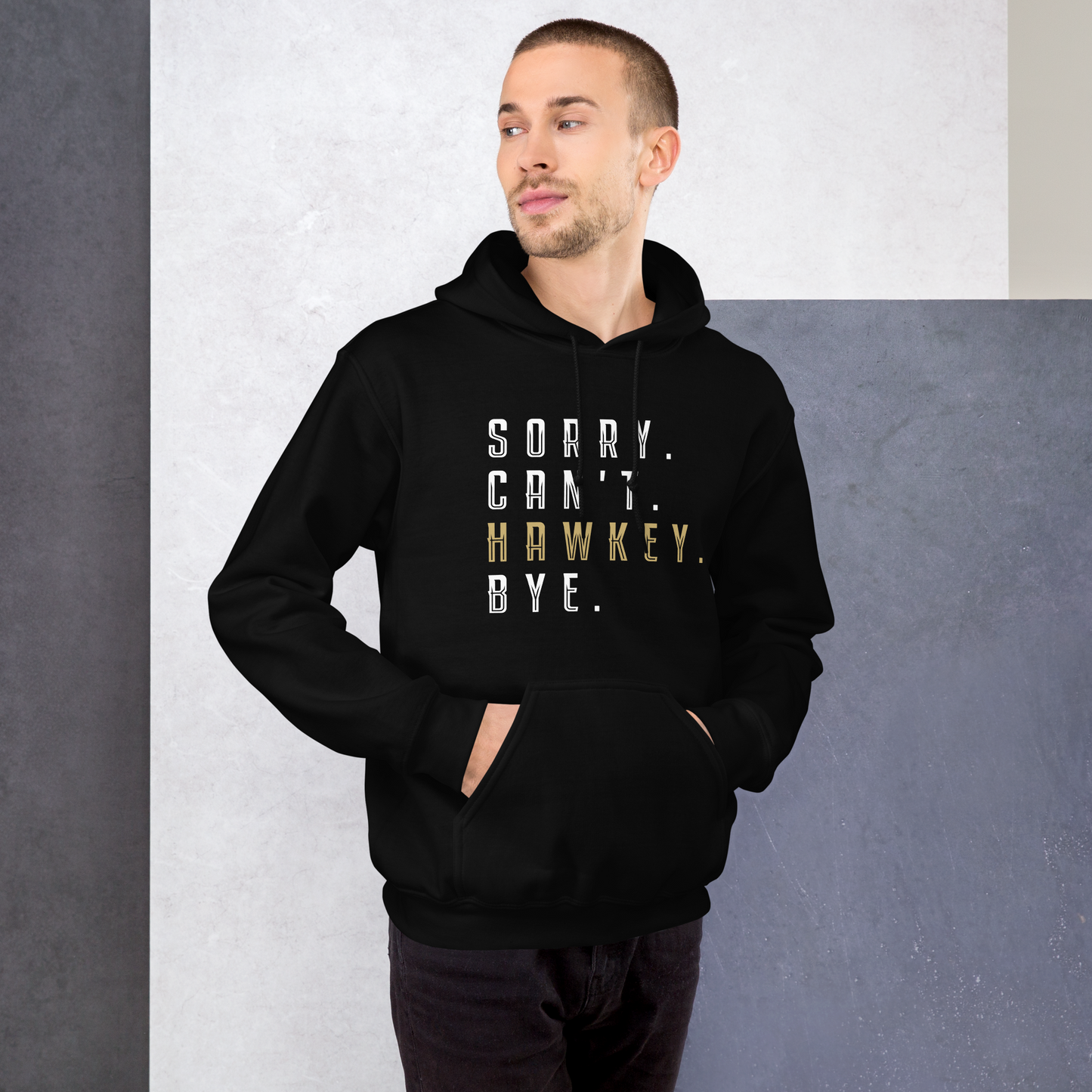 Sorry. Can't. Hawkey. Bye. Adult Heavy Blend Hoodie