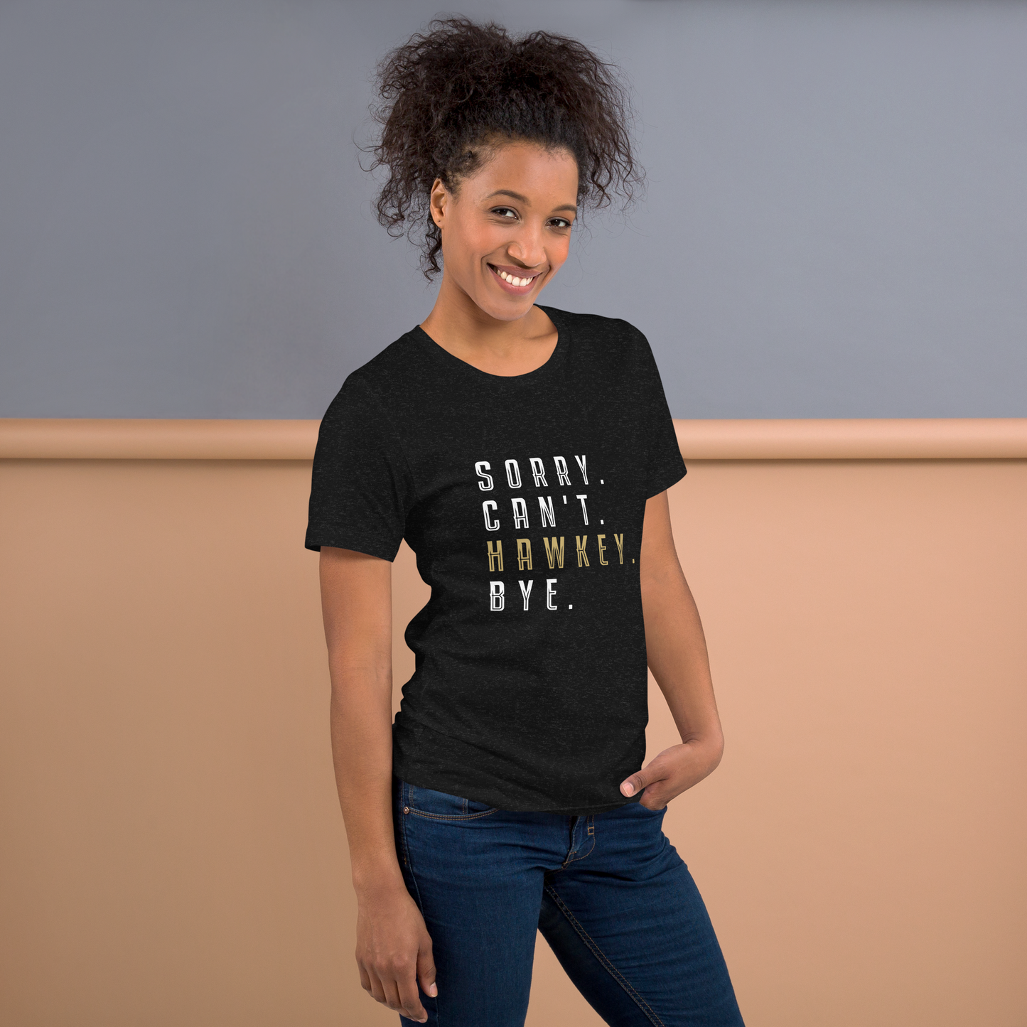 Sorry. Can't. Hawkey. Bye. Adult Short Sleeve Tee