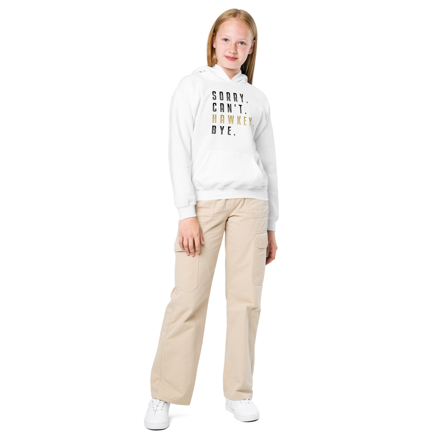 Sorry. Can't. Hawkey. Bye. Youth Heavy Blend Hoodie