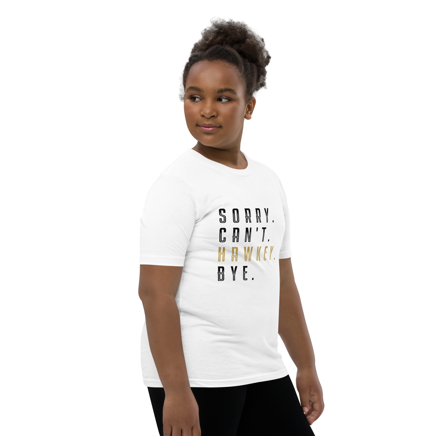 Sorry. Can't. Hawkey. Bye. Youth Short Sleeve Tee